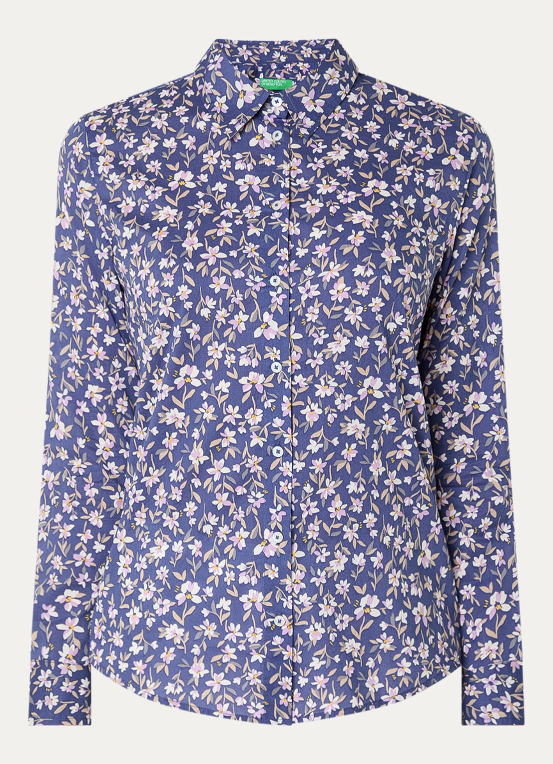 Benetton Blouse met print - voorkant 2 kobaltblauw
