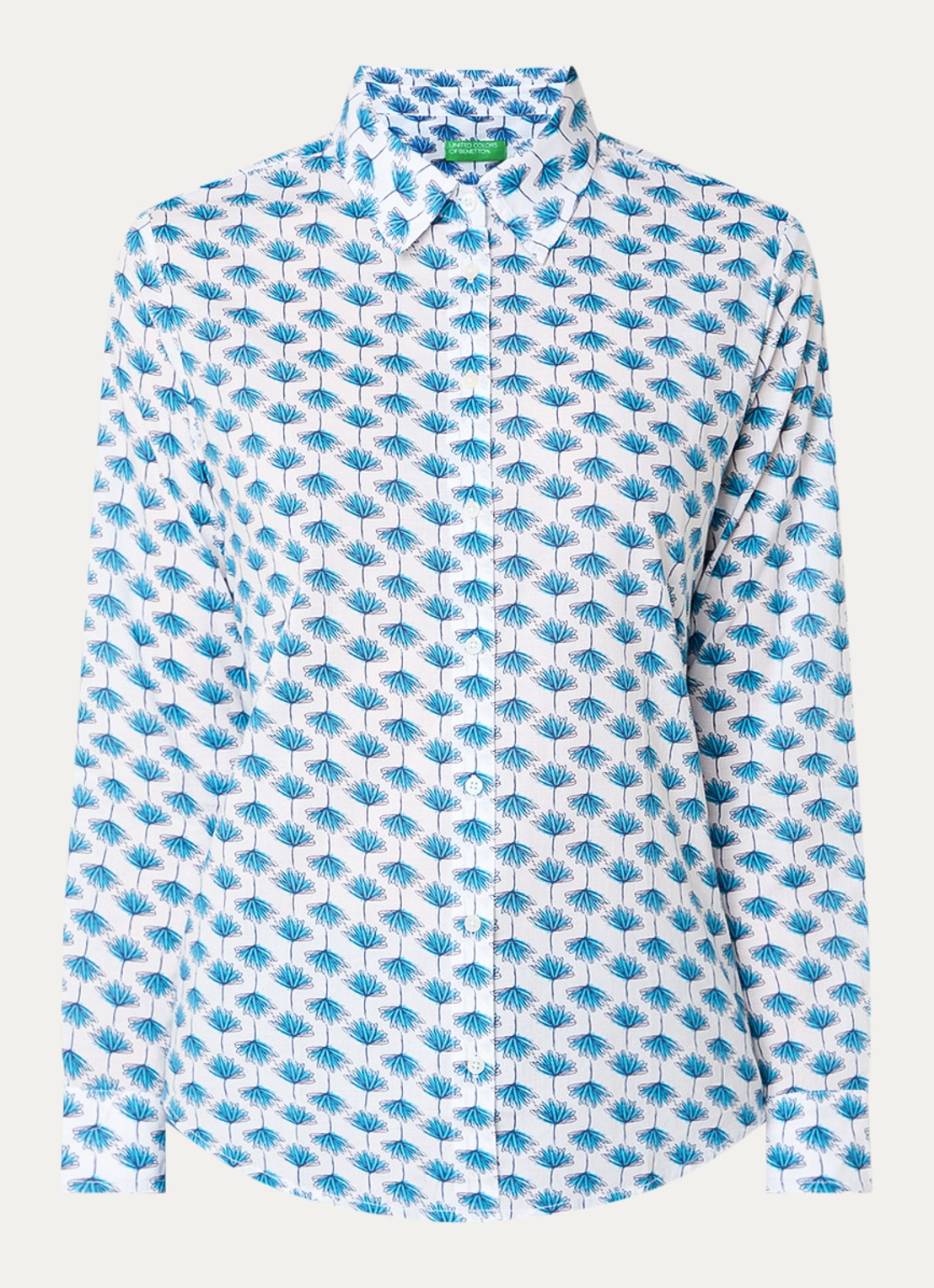 Benetton Blouse met print - voorkant 2 gebroken wit