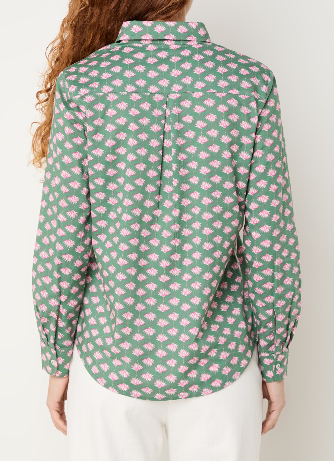 Benetton Blouse met print - achterkant olijfgroen