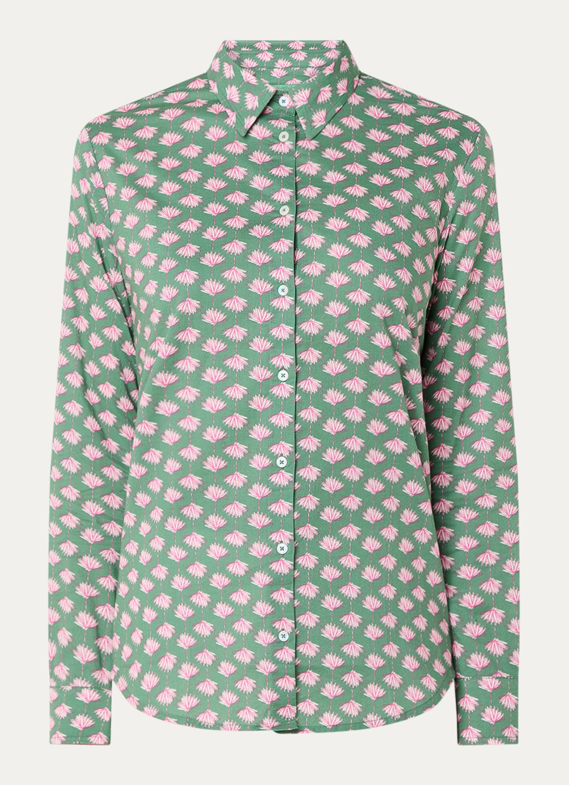 Benetton Blouse met print - voorkant 4 olijfgroen