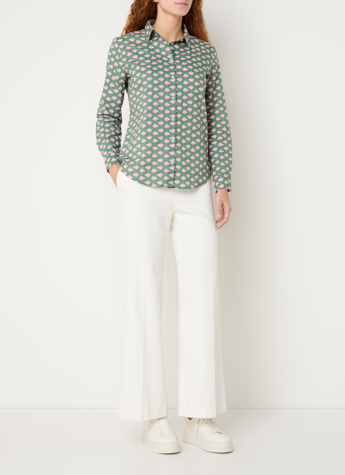 Benetton Blouse met print - voorkant 5 olijfgroen
