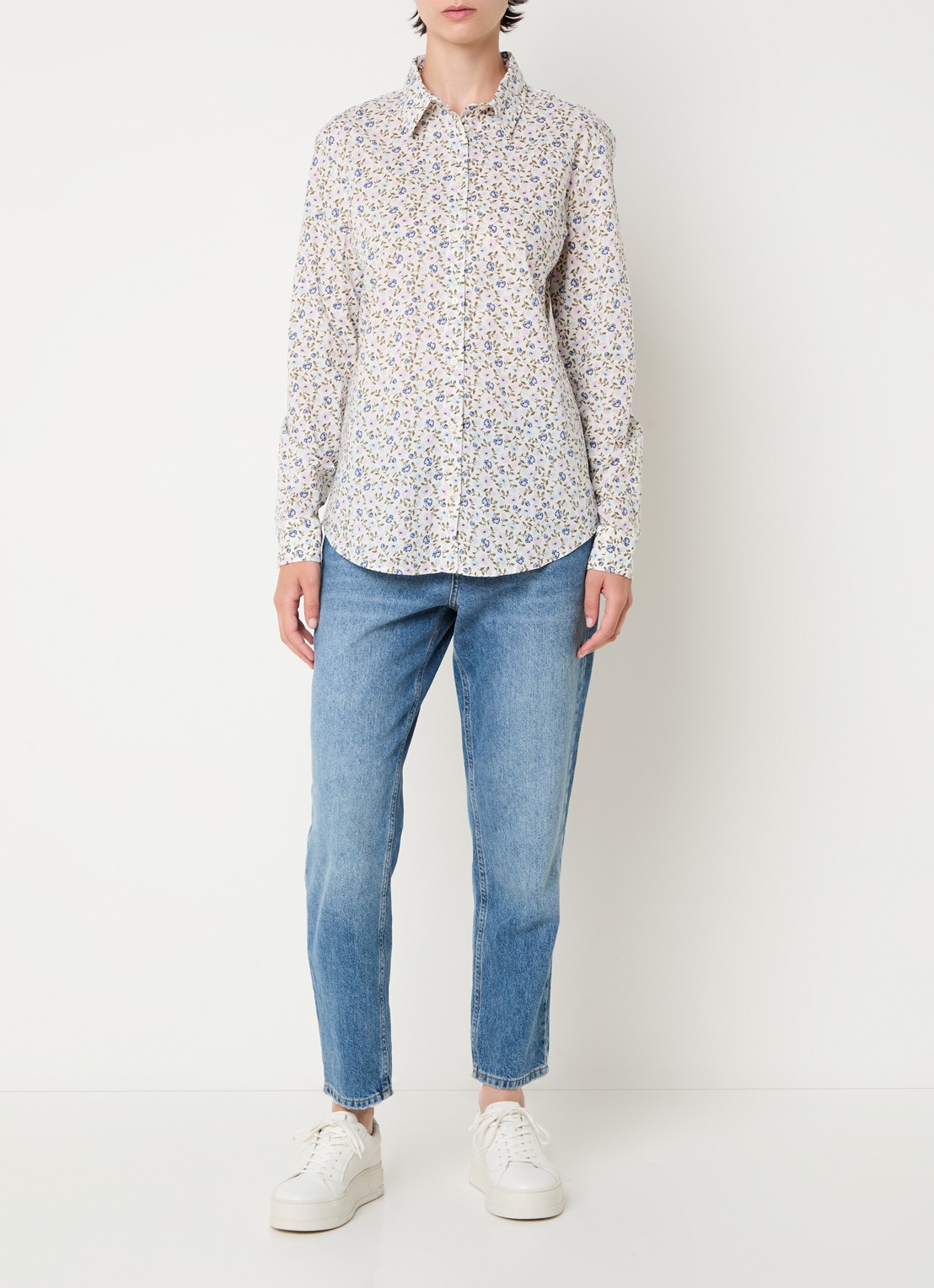 Benetton Blouse met print - voorkant 2 creme