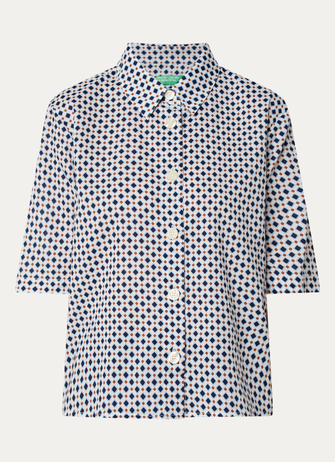 Benetton Blouse met print - voorkant 3 wit