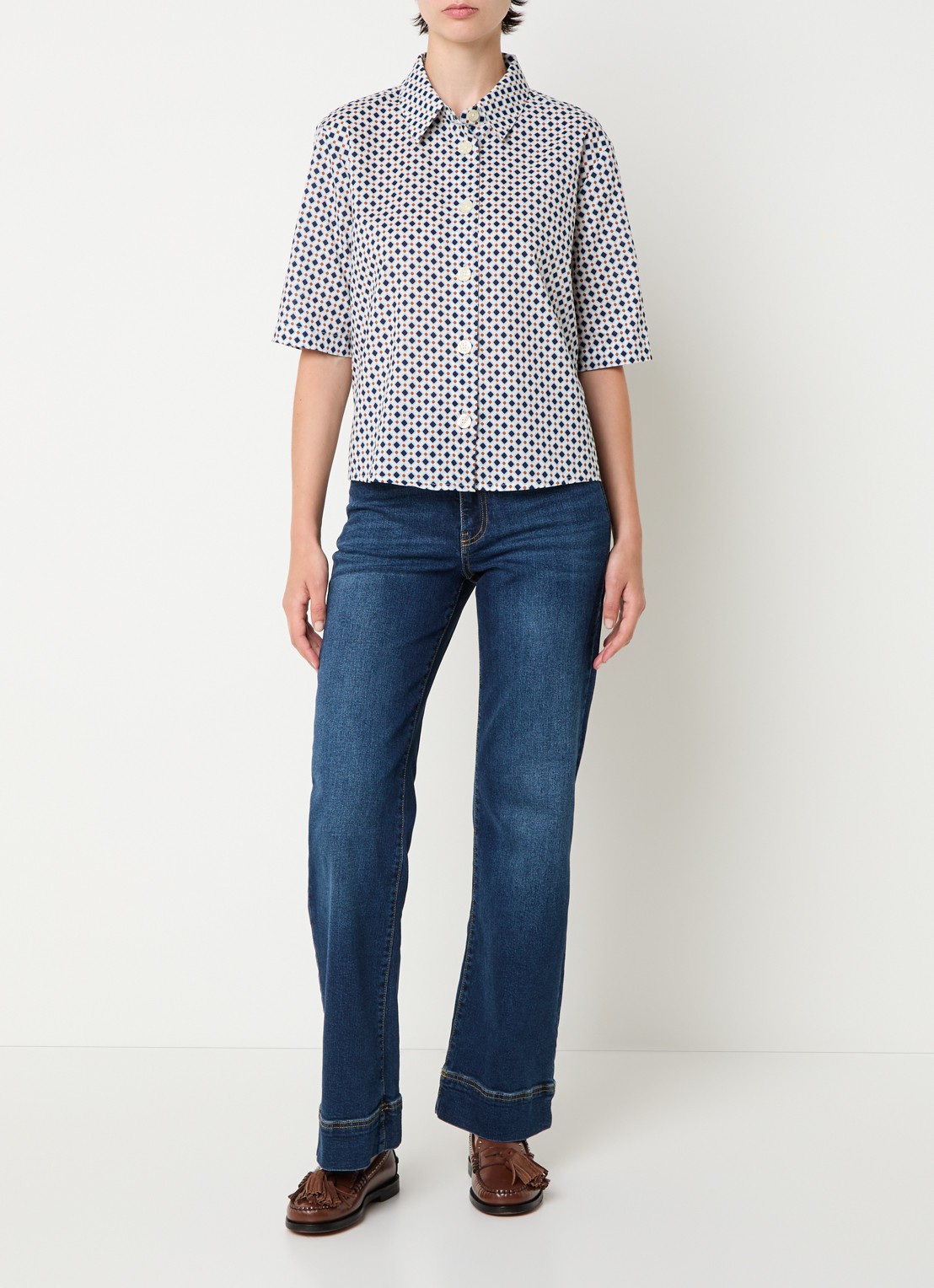 Benetton Blouse met print - voorkant 4 wit