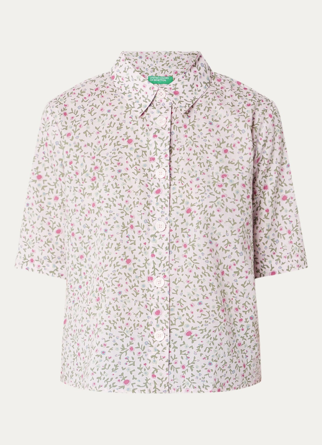Benetton Blouse met print - voorkant 2 lichtroze