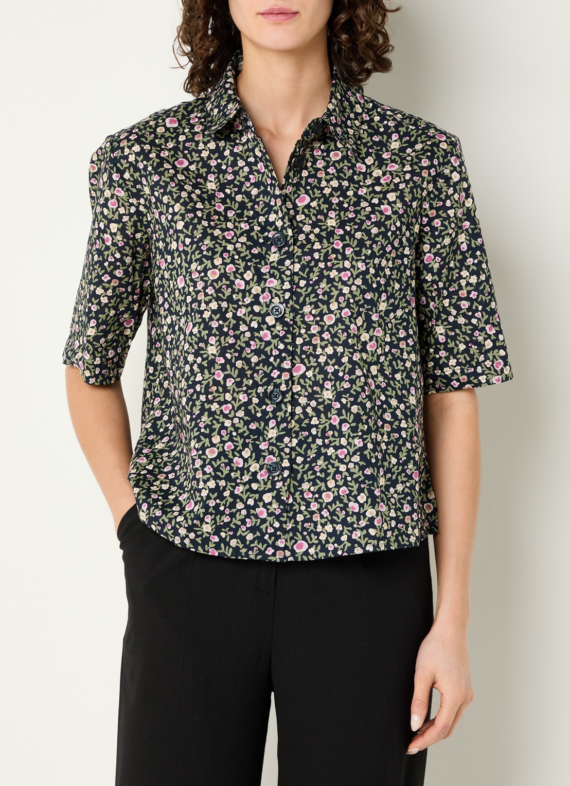 Benetton Blouse met print - detail 3 donkerblauw