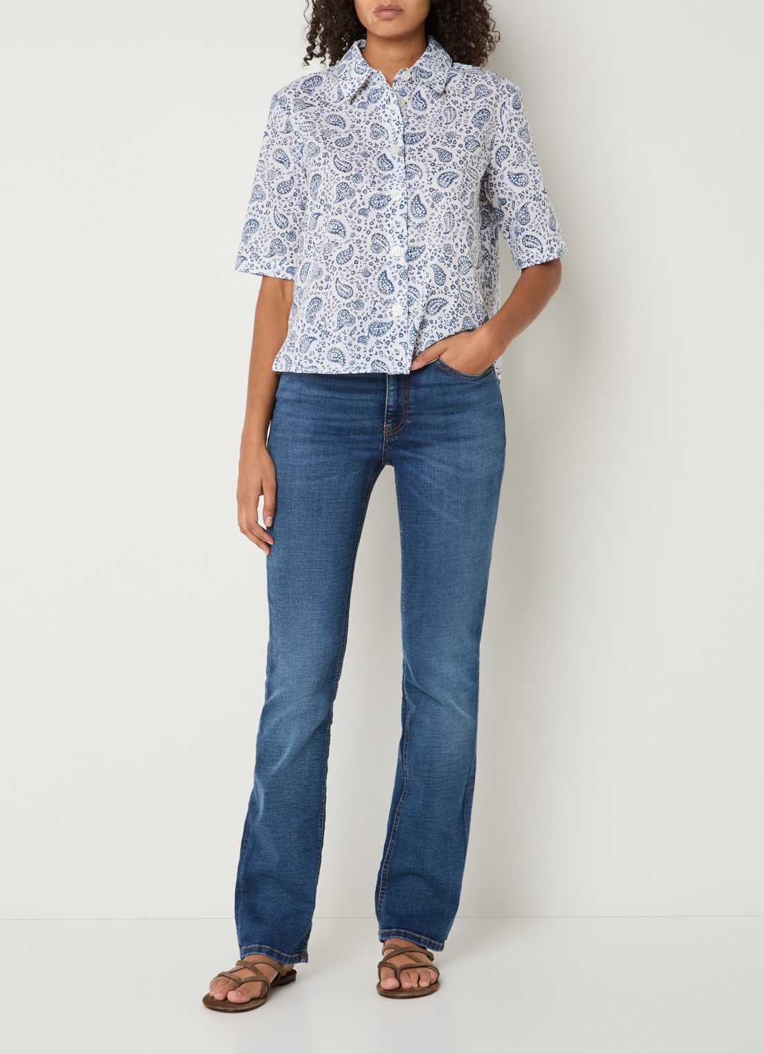 Benetton Blouse met print - voorkant 2 indigo