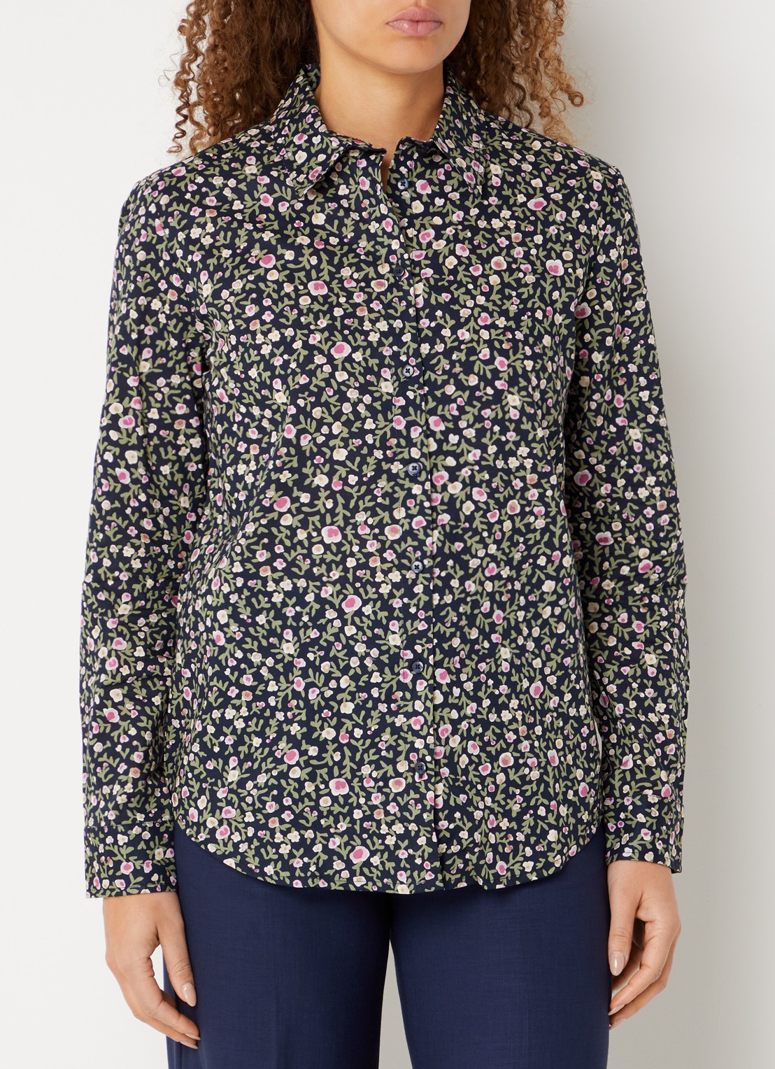 Benetton Blouse met print - detail 4 donkerblauw