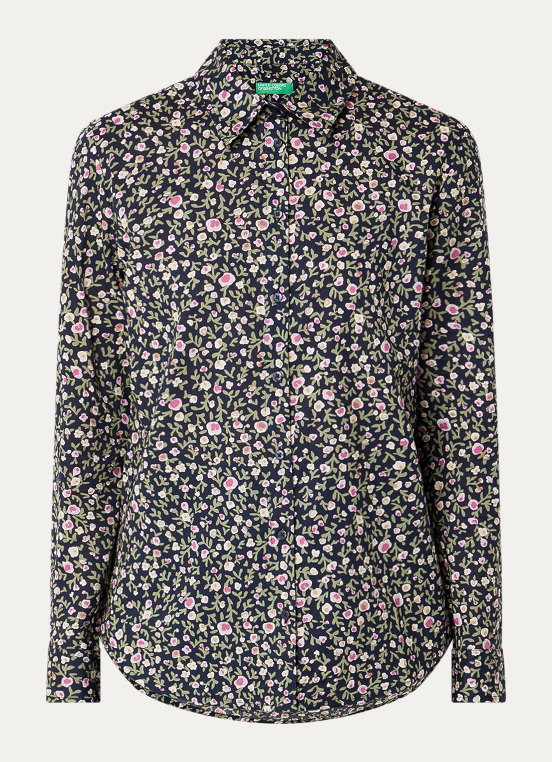 Benetton Blouse met print - voorkant donkerblauw