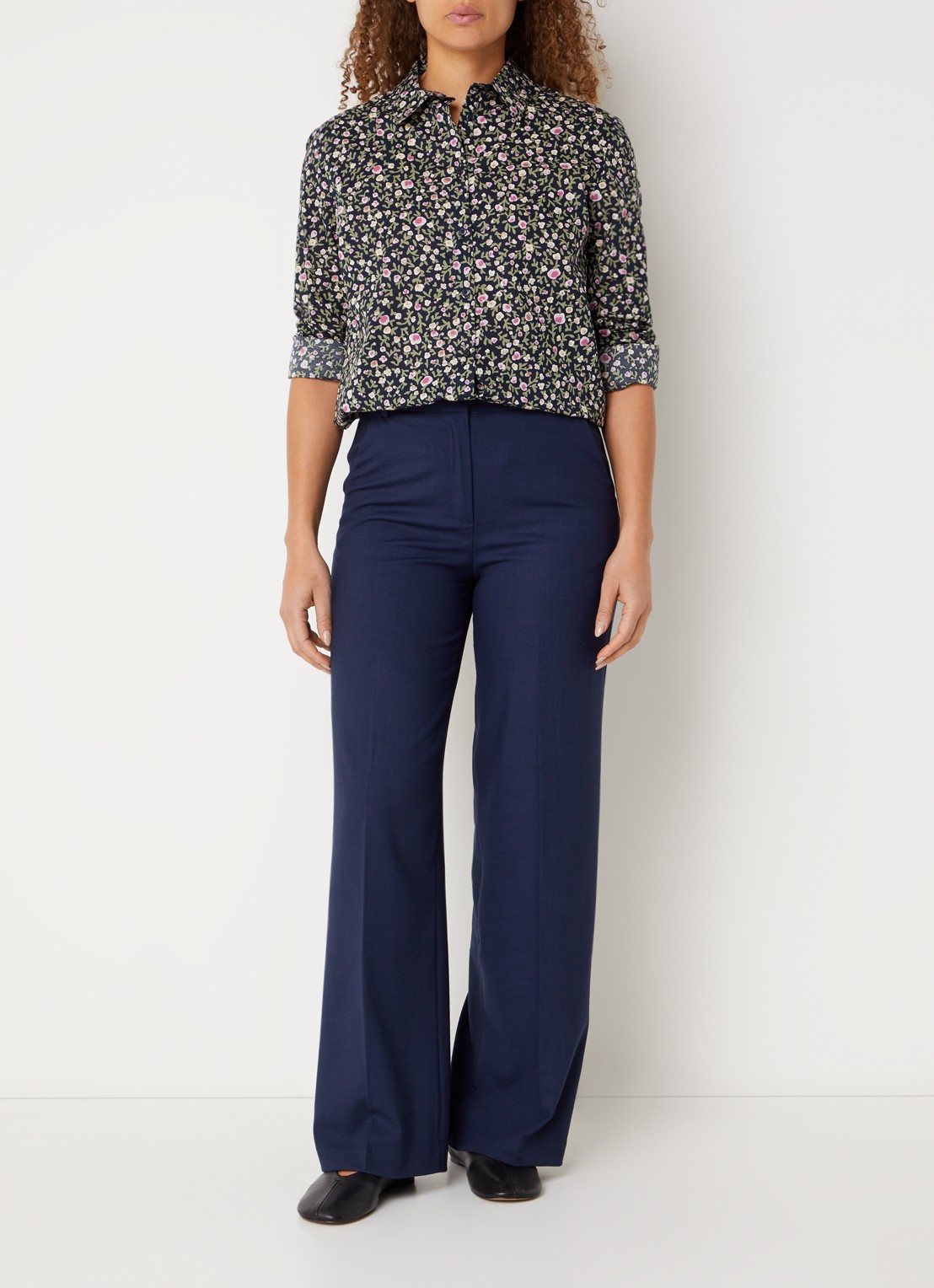 Benetton Blouse met print - voorkant 2 donkerblauw