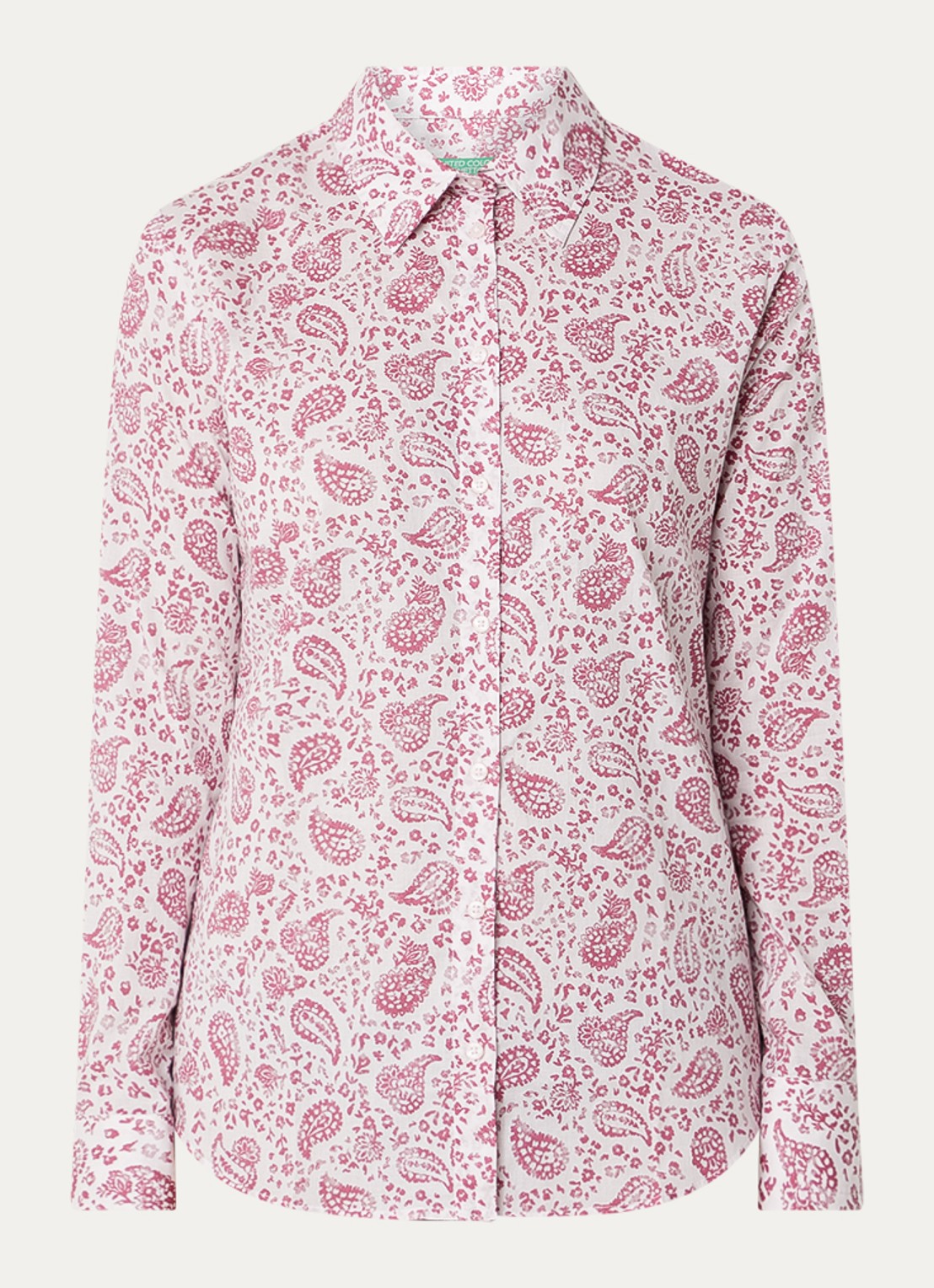 Benetton Blouse met print - voorkant 2 donkerrood
