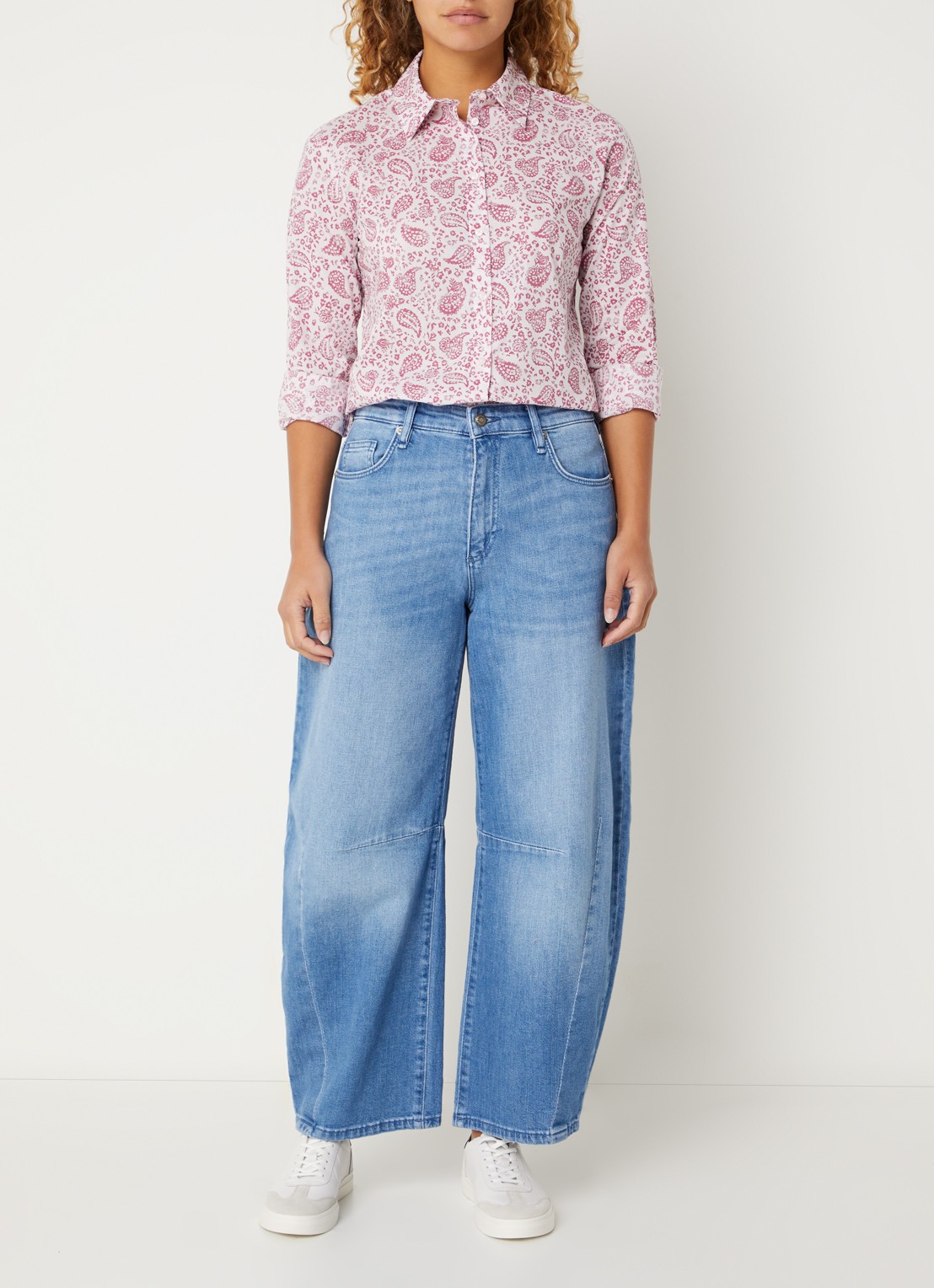 Benetton Blouse met print - voorkant 3 donkerrood