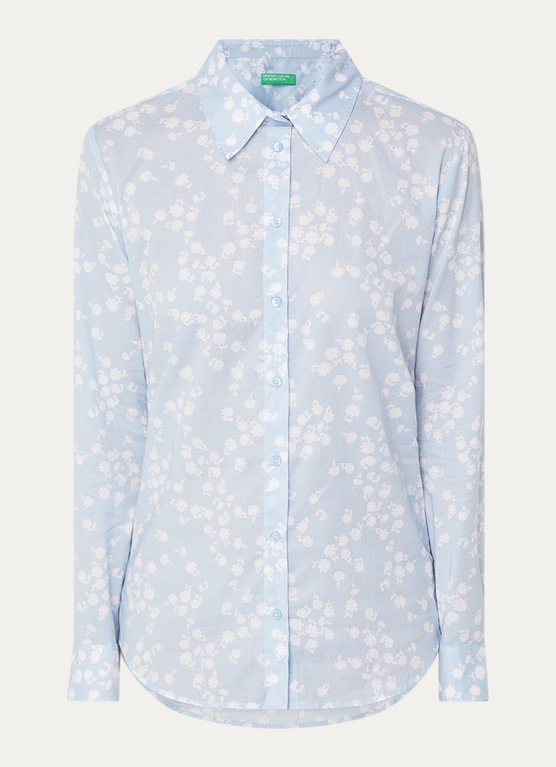 Benetton Blouse met print - voorkant lichtblauw