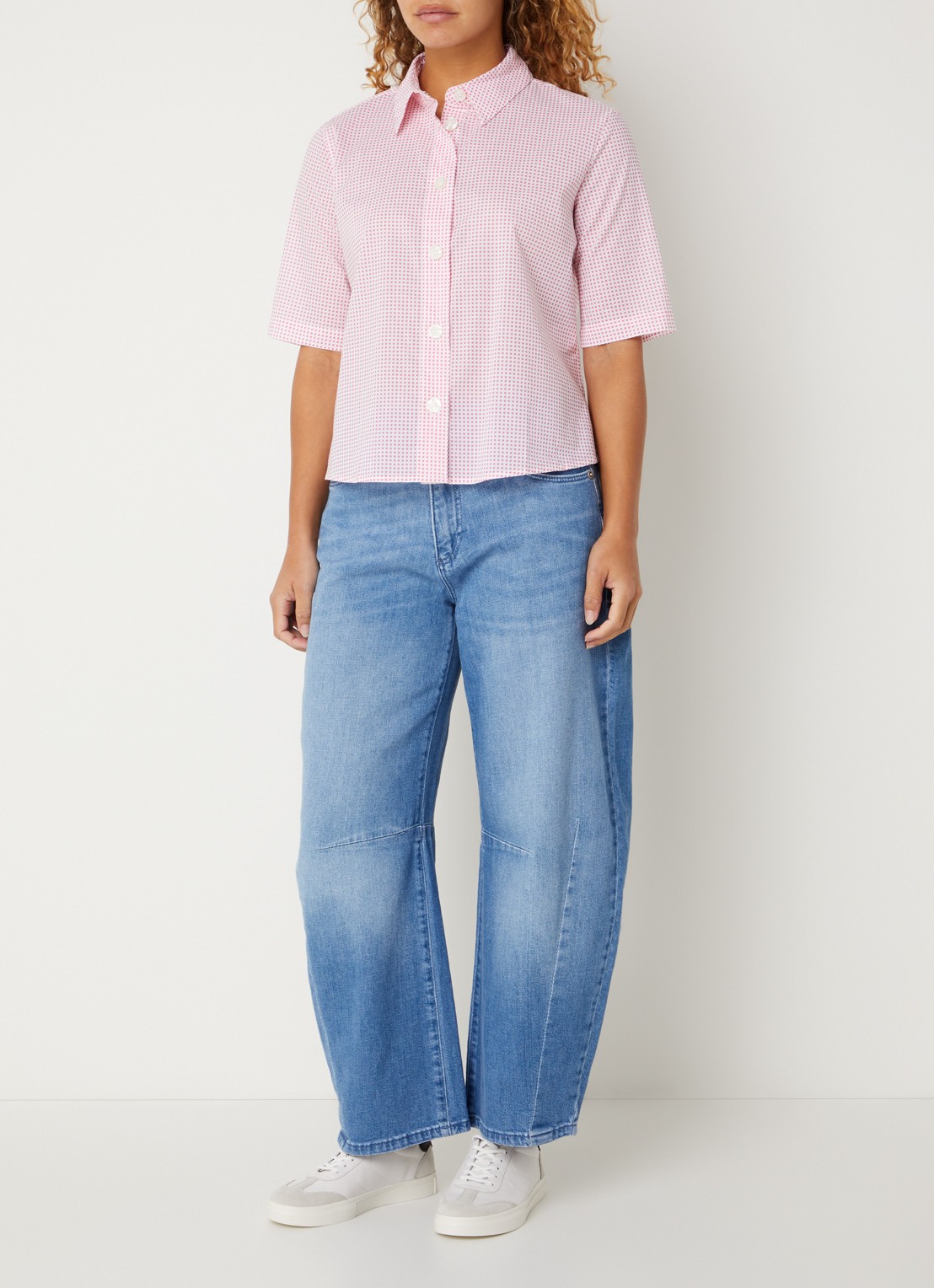 Benetton Blouse met print - voorkant 4 fuchsia
