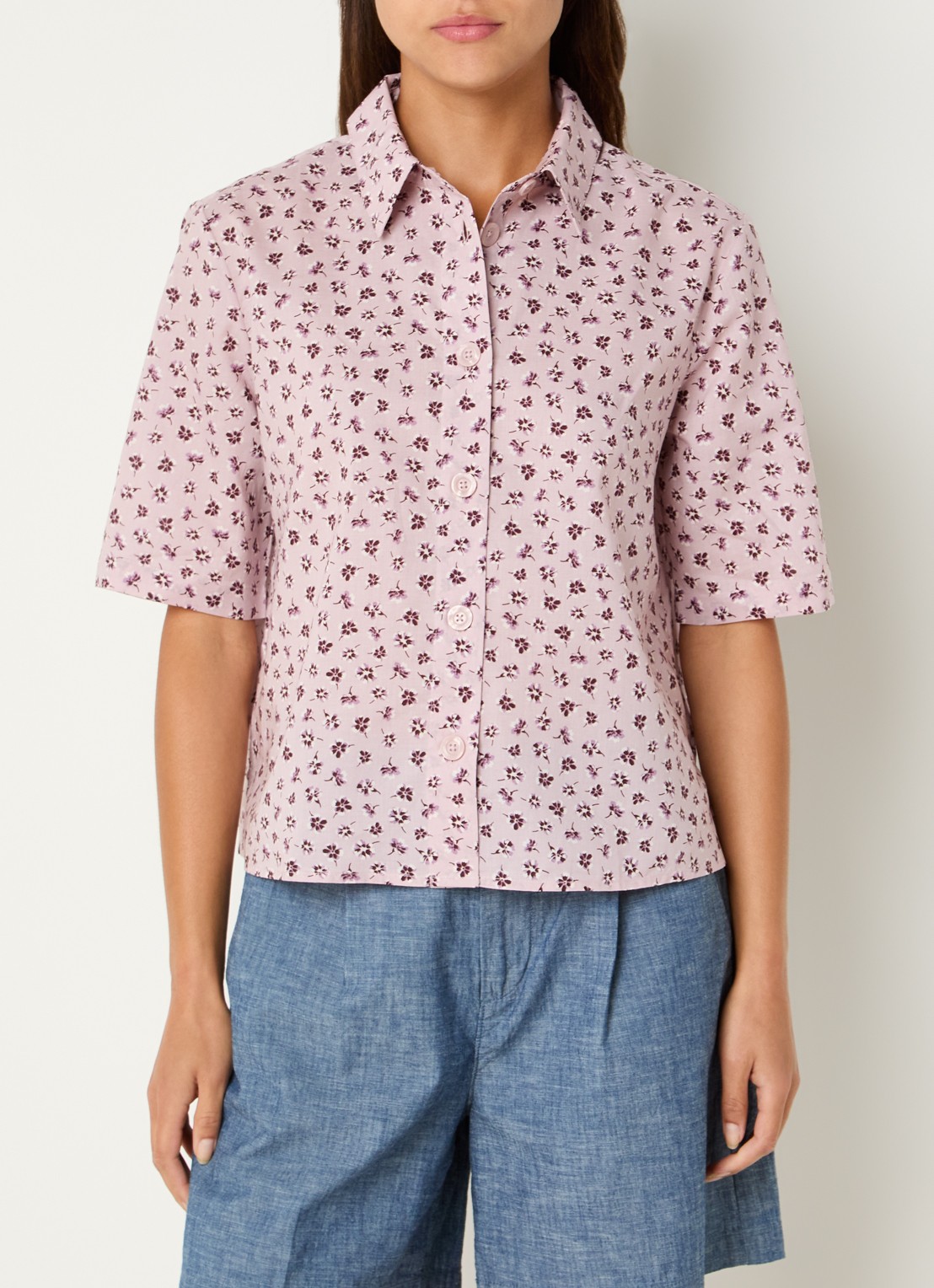 Benetton Blouse met print - detail 2 oudroze