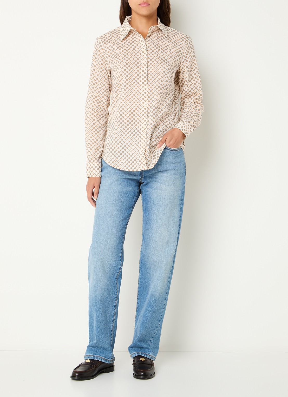 Benetton Blouse met print - voorkant 2 khaki