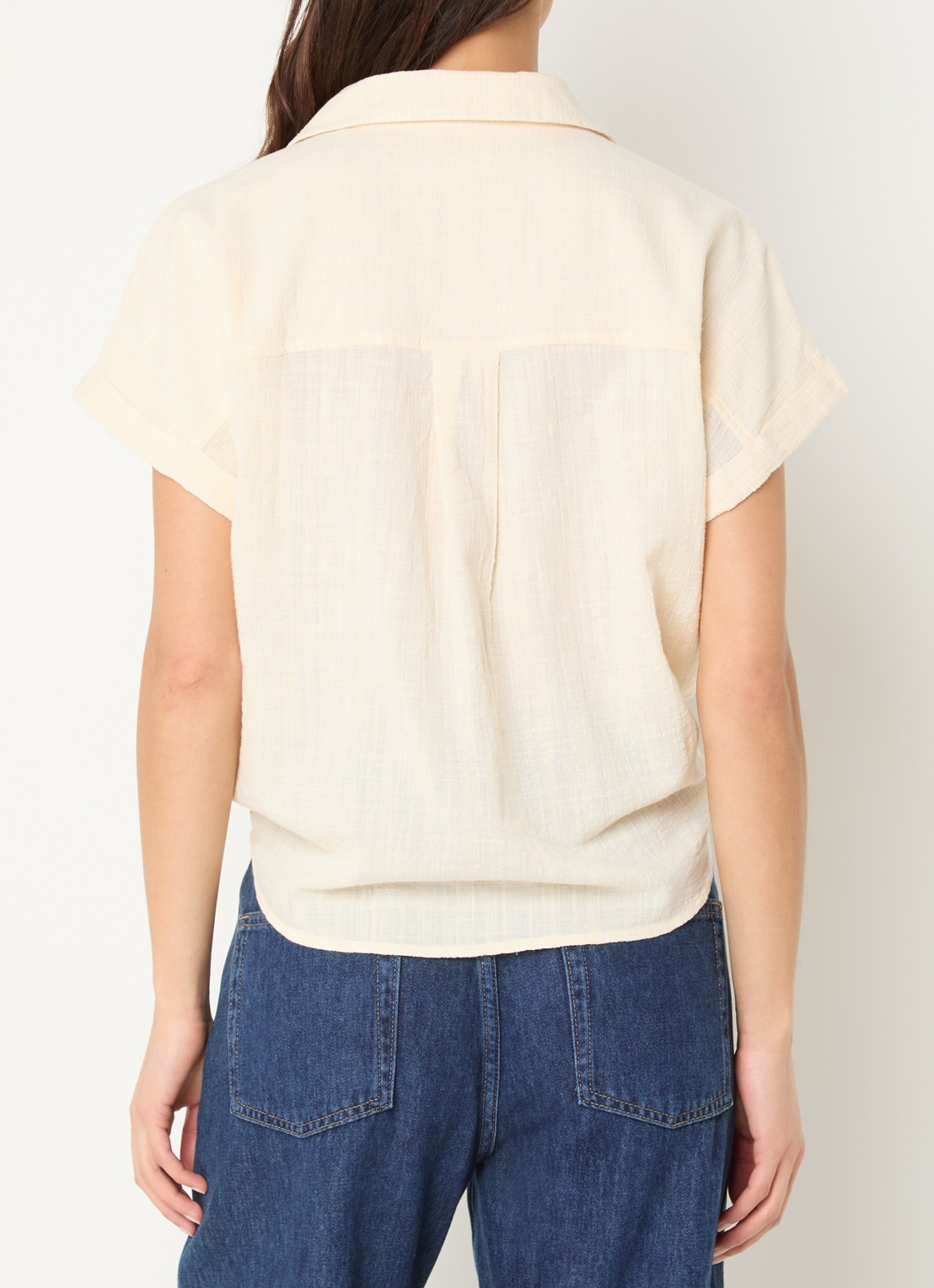 Benetton Blouse met ruitdessin en strikdetail - achterkant creme