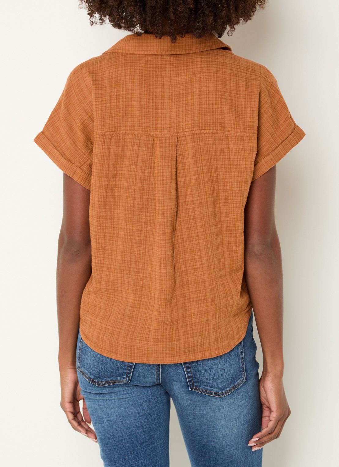Benetton Blouse met ruitdessin en strikdetail - achterkant 4 orange