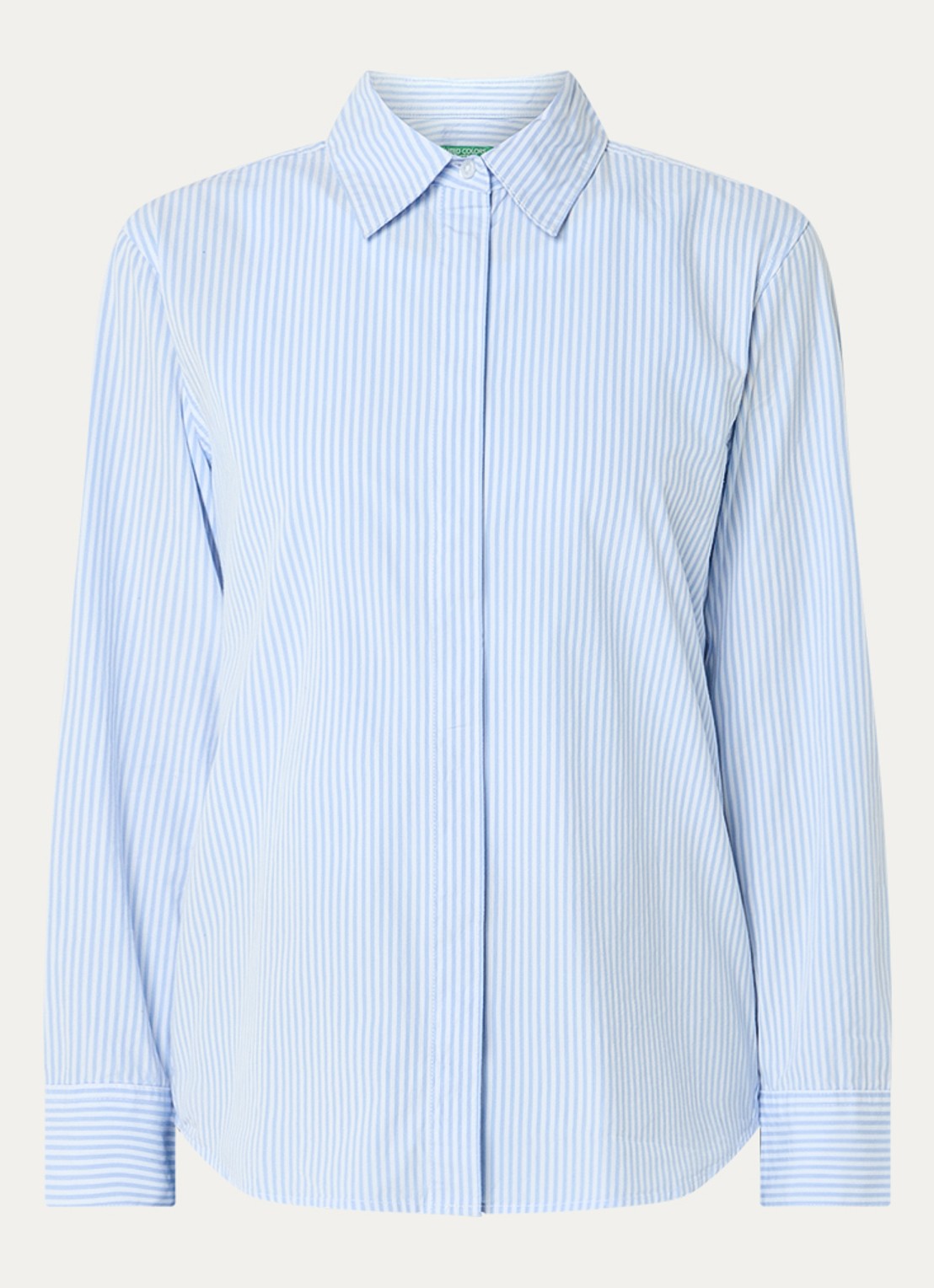 Benetton Blouse met streepprint - voorkant lichtblauw