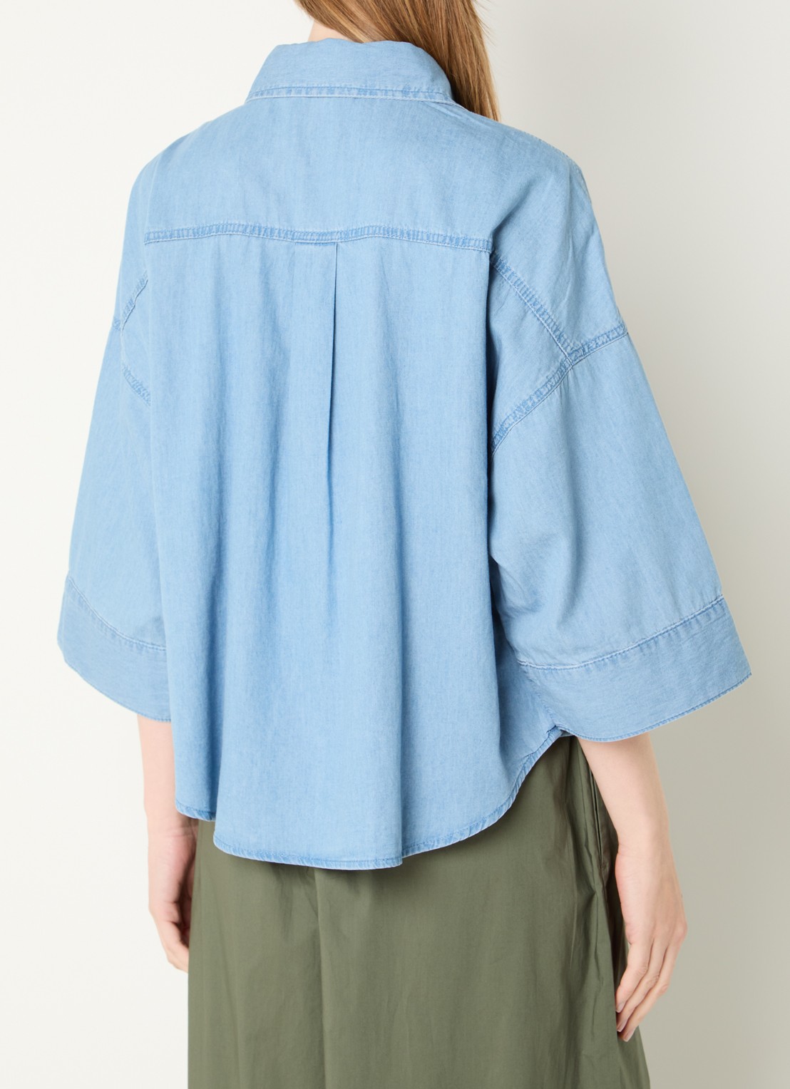 Benetton Blouse met V-hals - achterkant 4 blauwgrijs