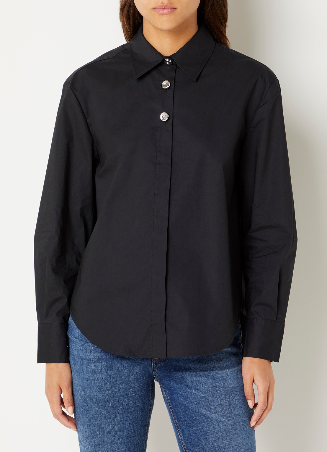 Benetton Blouse van katoen - detail 3 zwart