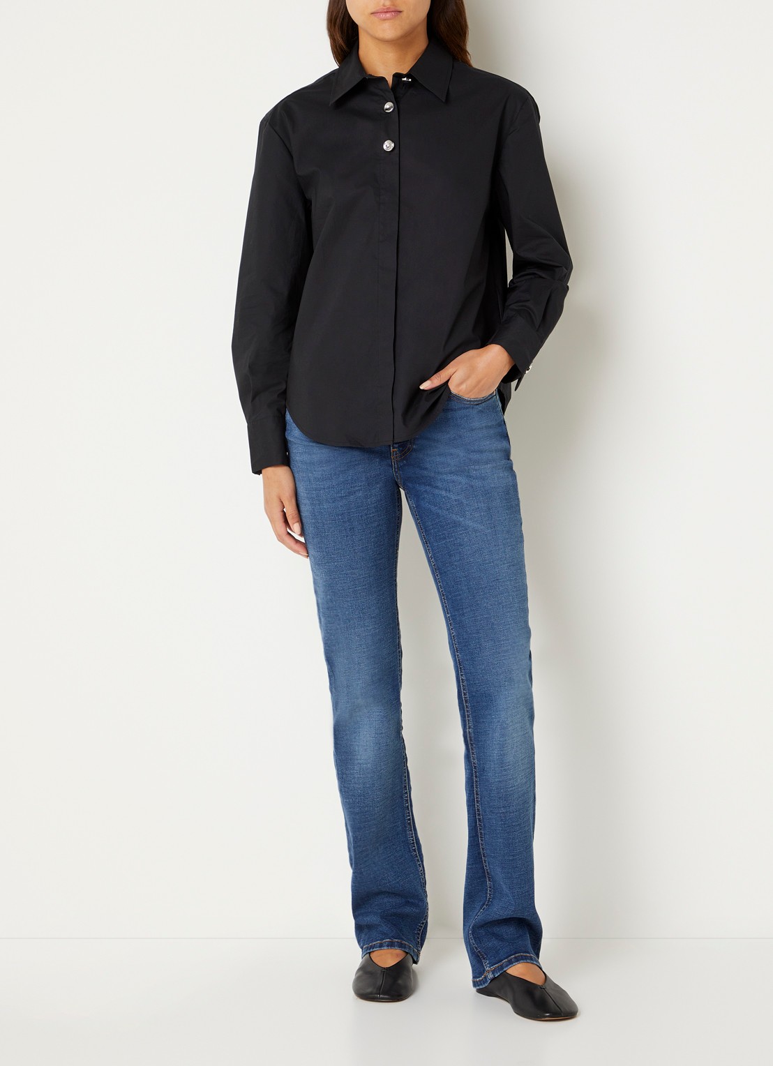 Benetton Blouse van katoen - voorkant 2 zwart
