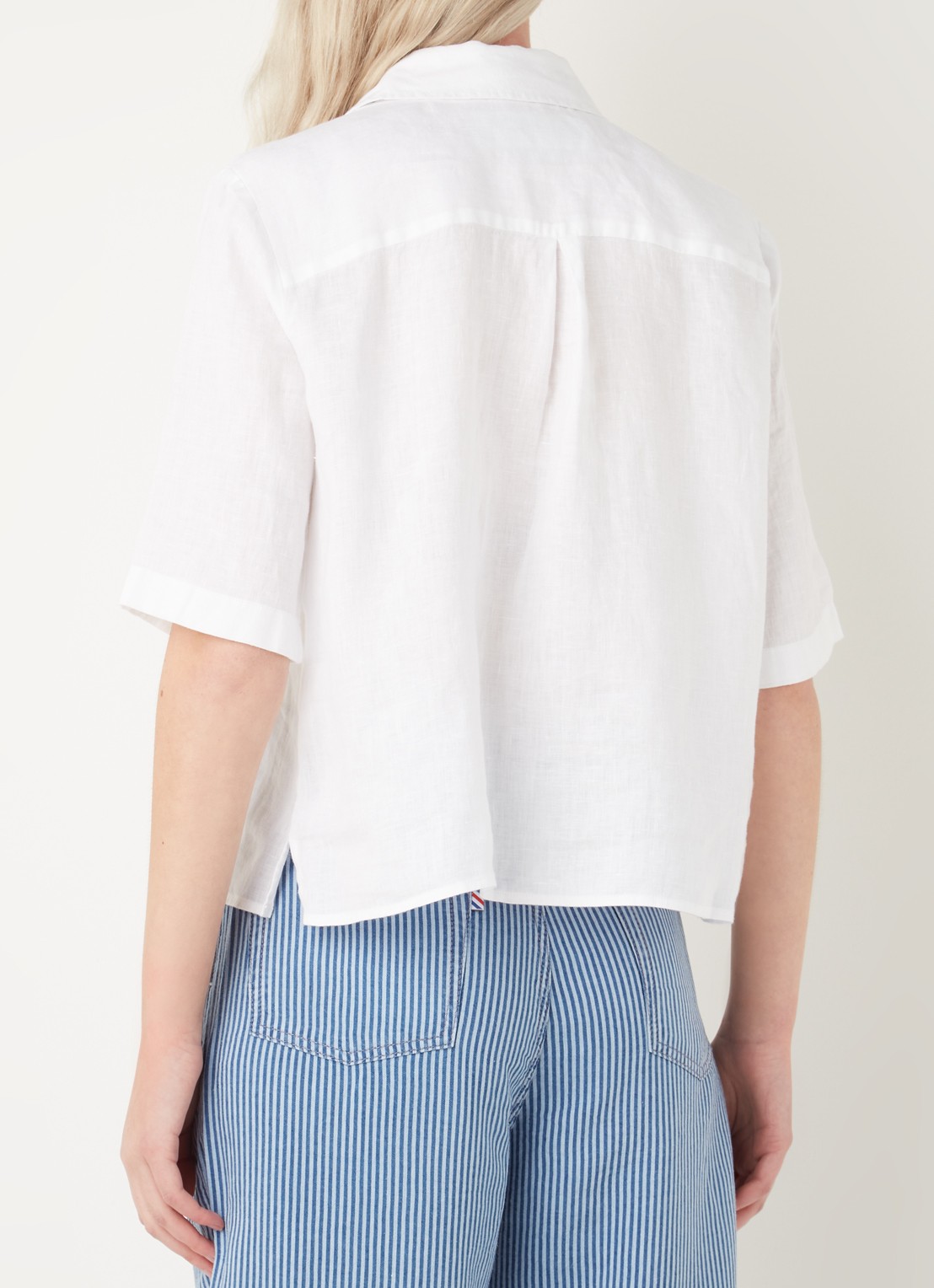 Benetton Blouse van linnen met halflange mouw - achterkant 4 gebroken wit