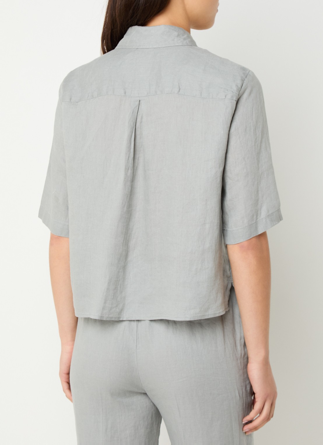 Benetton Blouse van linnen met halflange mouw - achterkant 3 grijs