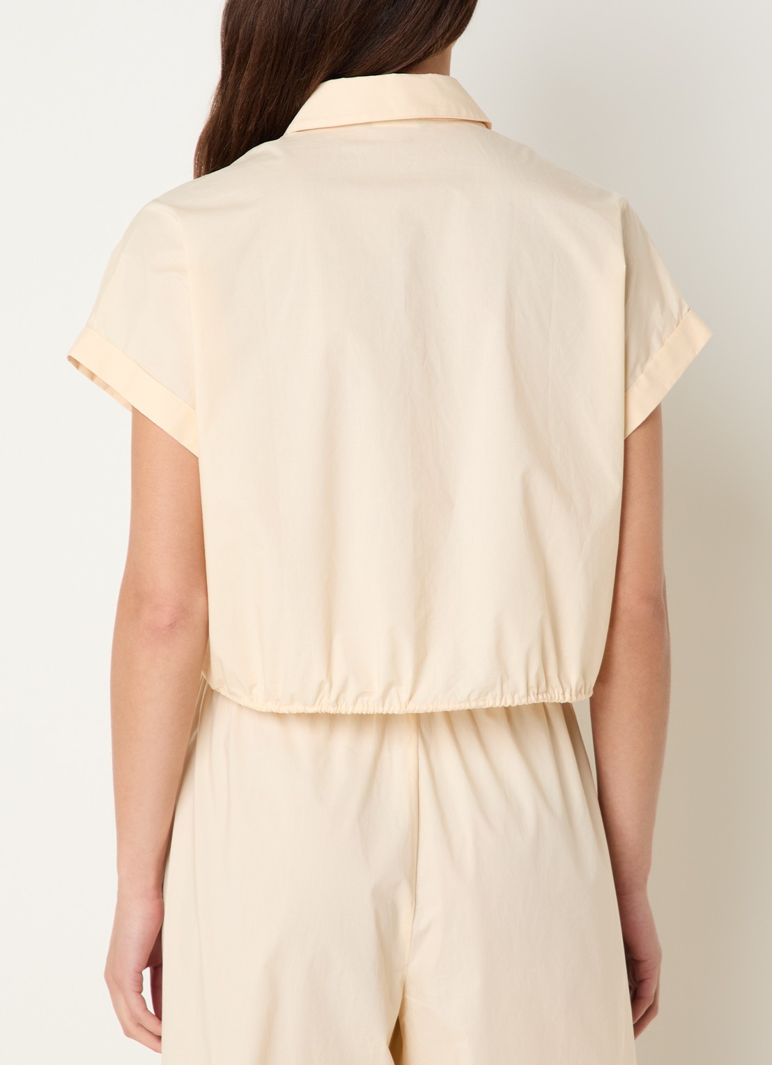 Benetton Cropped blouse met strikdetail - achterkant 4 creme