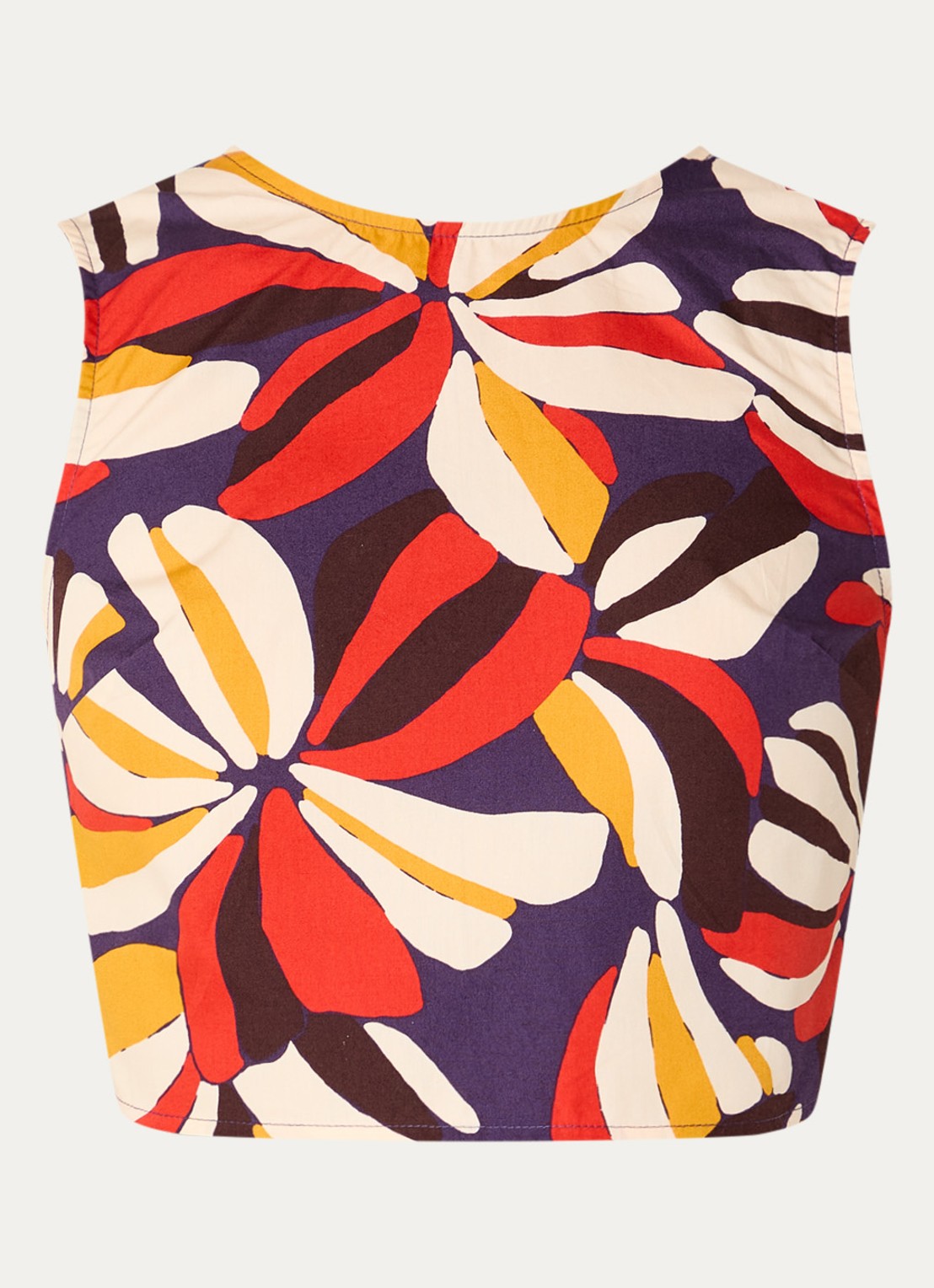 Benetton Cropped mouwloze top met print en gestrikt detail - voorkant 3 orange