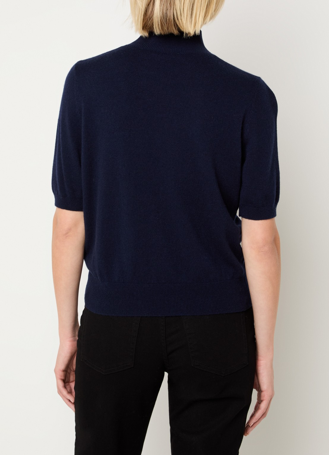 Benetton Fijngebreid T-shirt in kasjmierblend met ronde hals - achterkant 2 donkerblauw