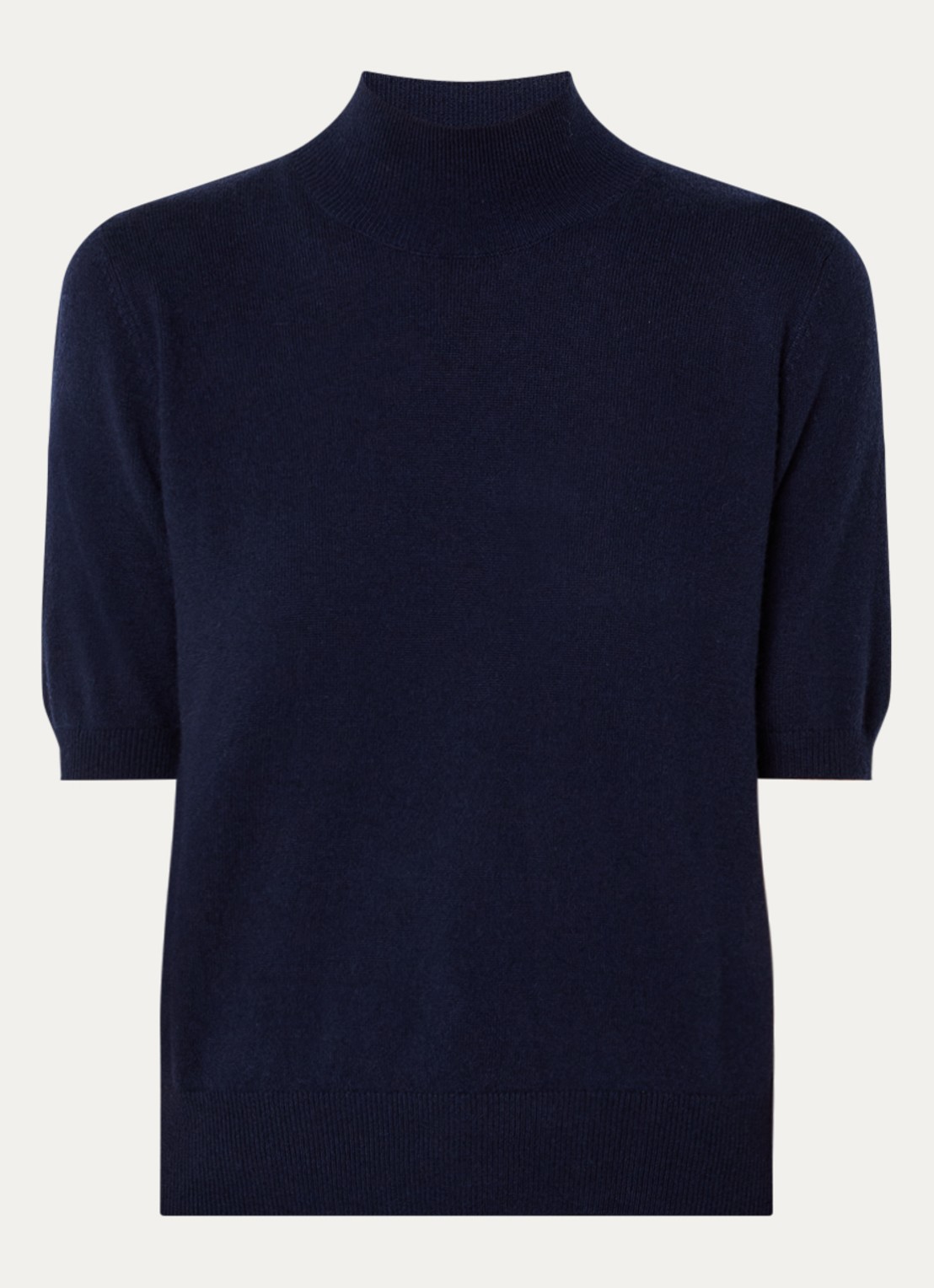 Benetton Fijngebreid T-shirt in kasjmierblend met ronde hals - voorkant 3 donkerblauw