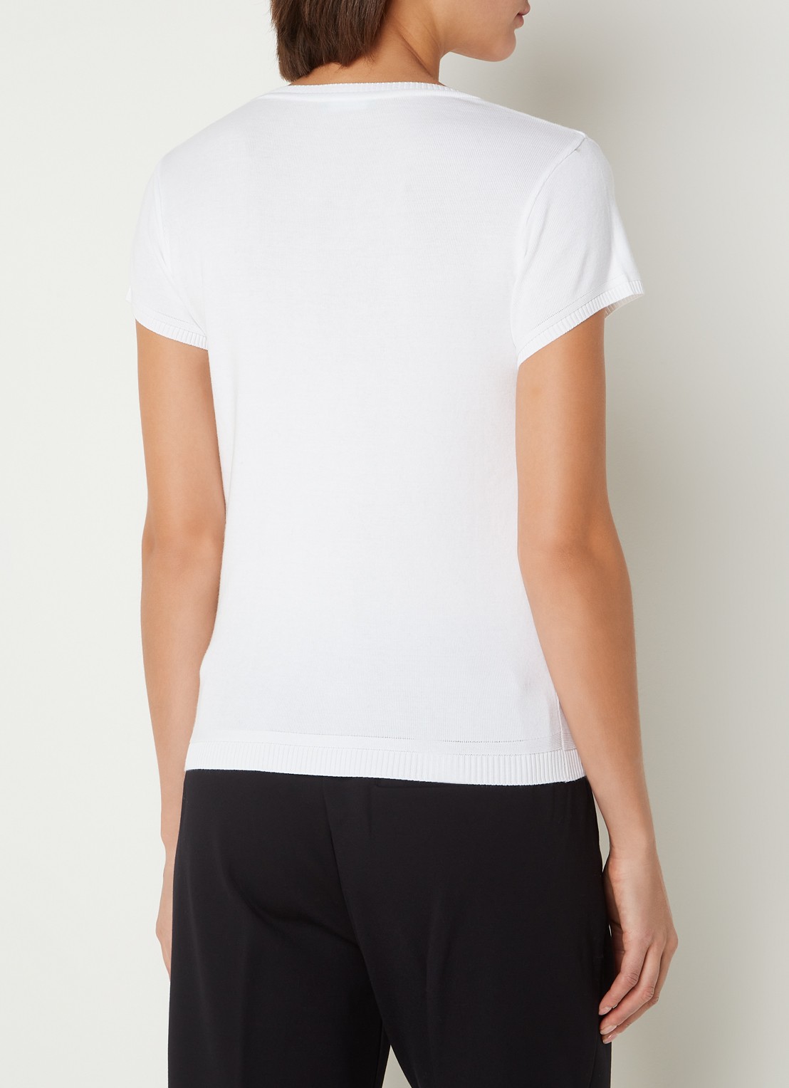 Benetton Fijngebreid T-shirt met ronde hals - achterkant 4 gebroken wit