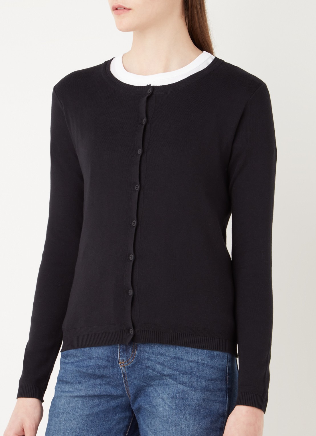 Benetton Fijngebreid vest met ronde hals - detail 3 zwart