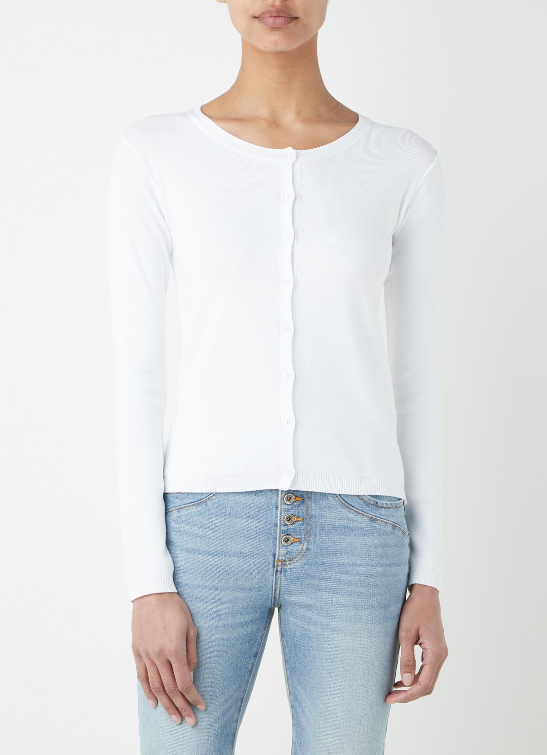 Benetton Fijngebreid vest met ronde hals - detail 2 gebroken wit