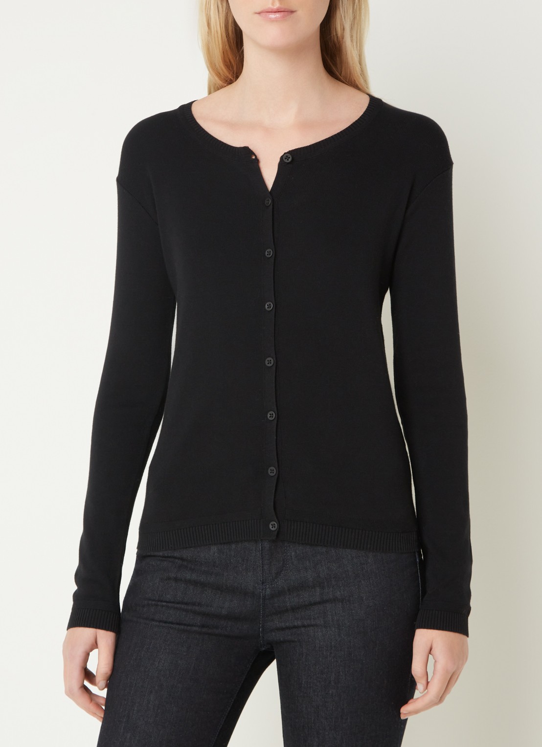 Benetton Fijngebreid vest met ronde hals - detail 4 zwart