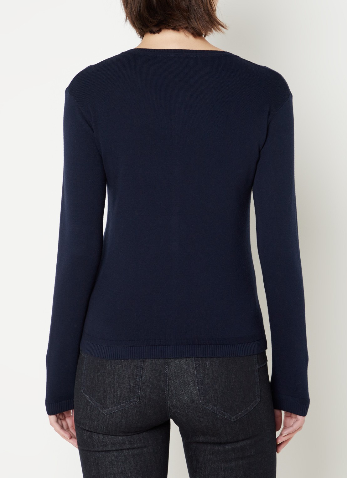 Benetton Fijngebreid vest met ronde hals - achterkant donkerblauw