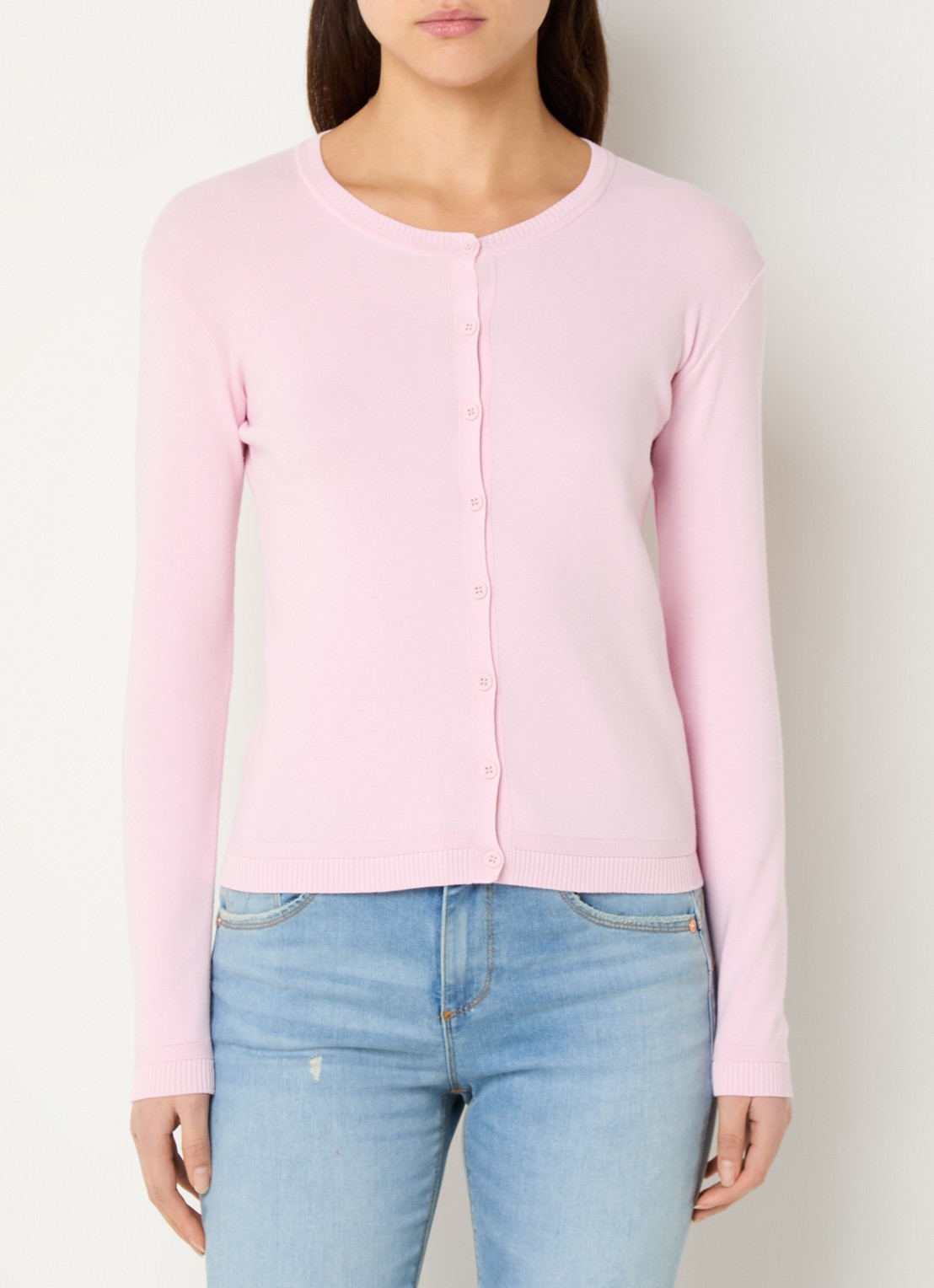 Benetton Fijngebreid vest met ronde hals - detail 4 lichtroze