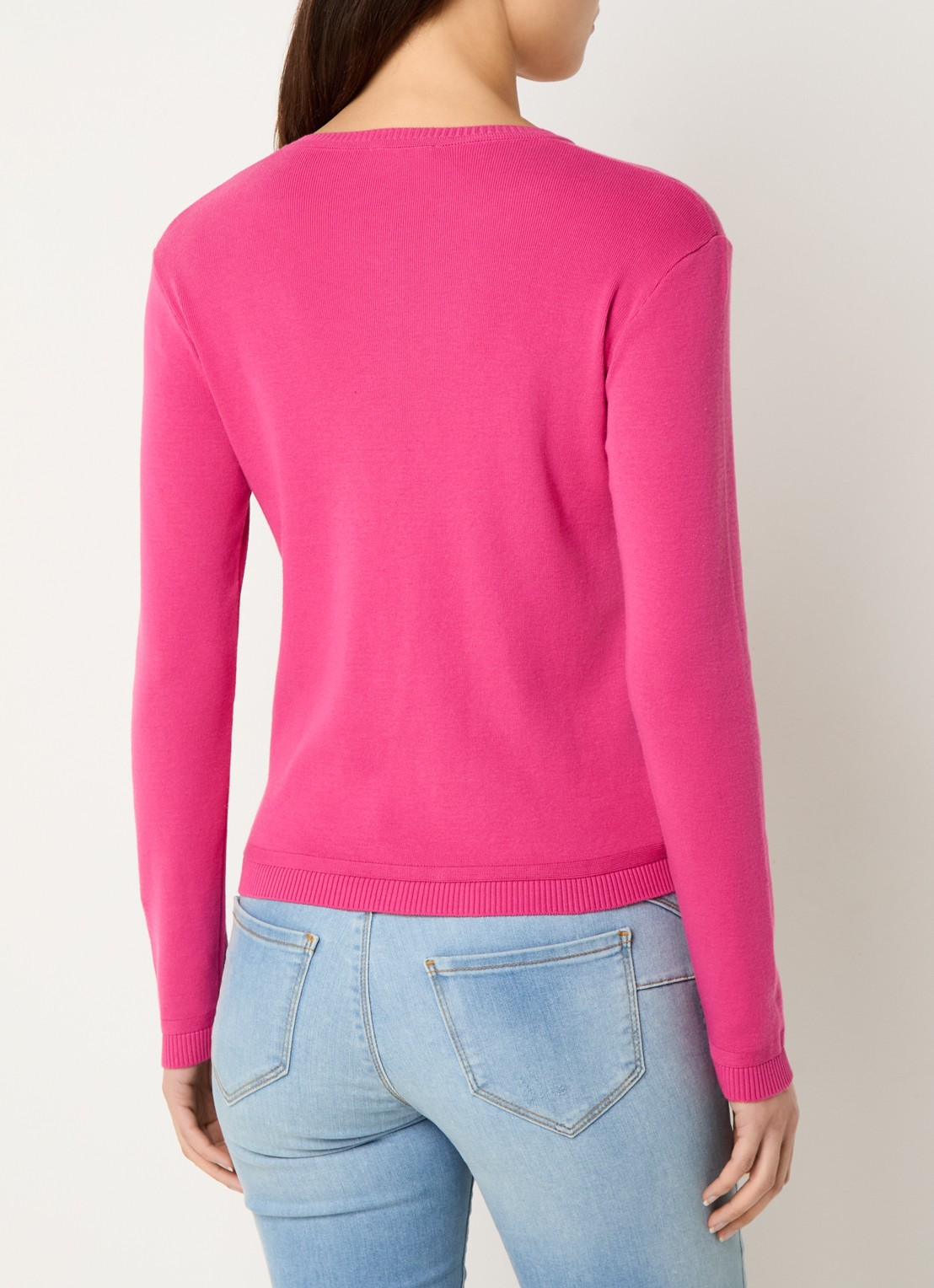 Benetton Fijngebreid vest met ronde hals - achterkant 4 fuchsia