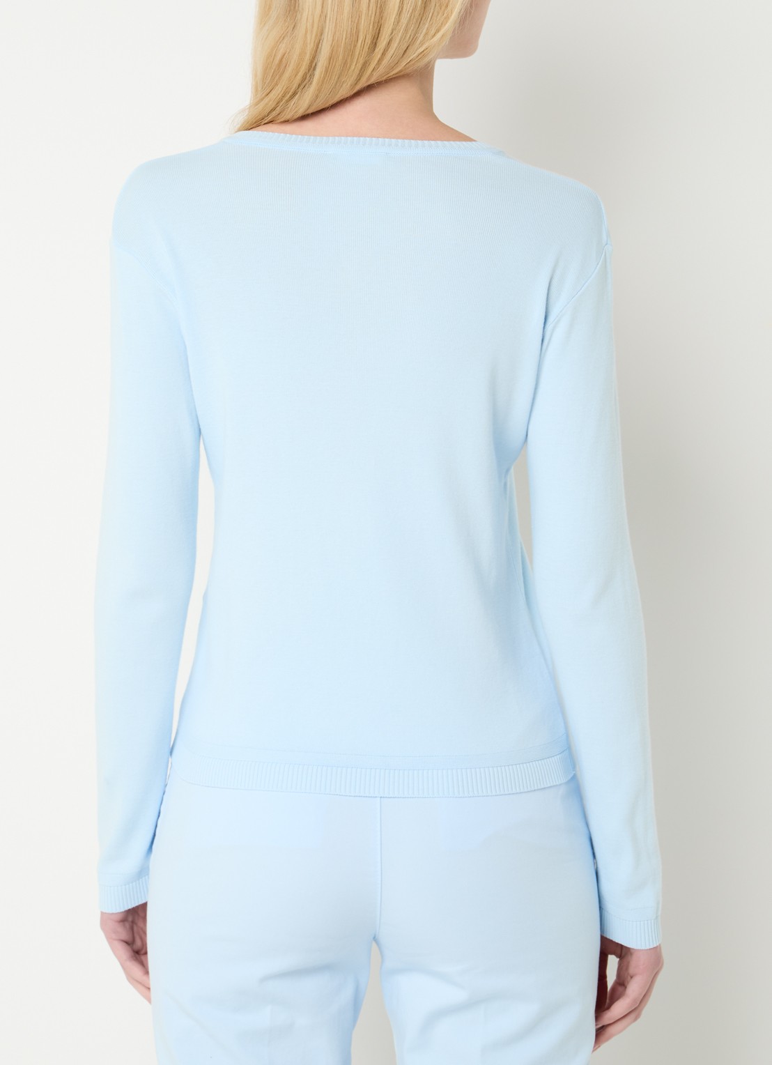Benetton Fijngebreid vest met ronde hals - achterkant blauwgrijs