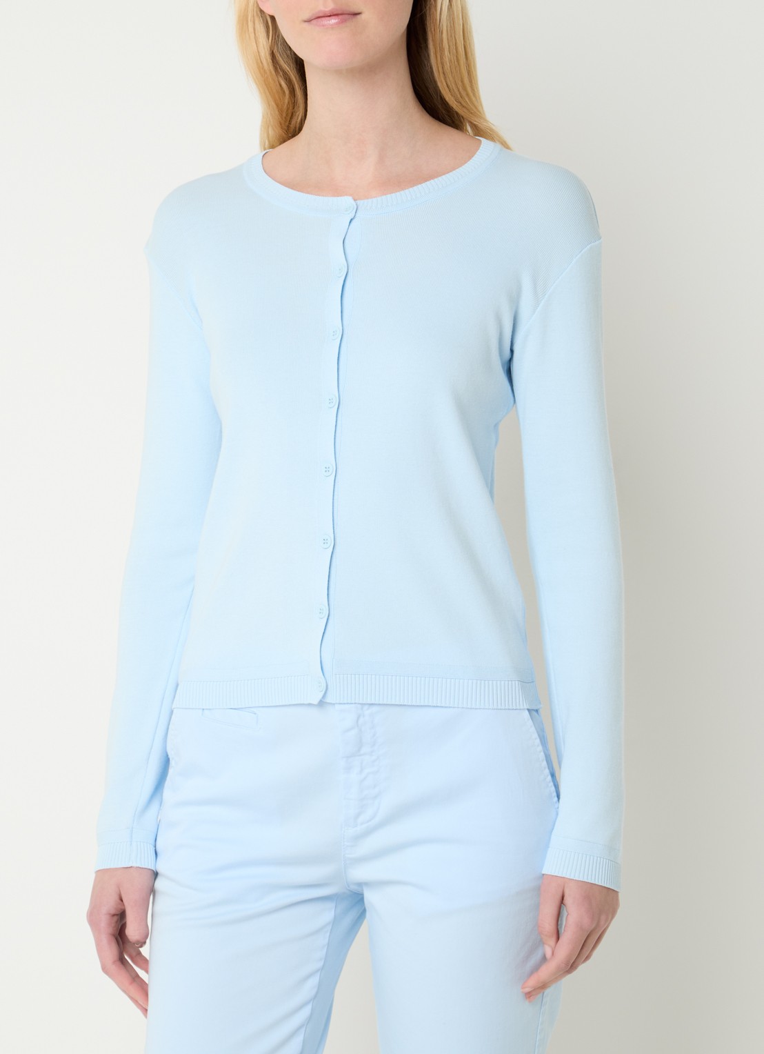Benetton Fijngebreid vest met ronde hals - detail 2 blauwgrijs