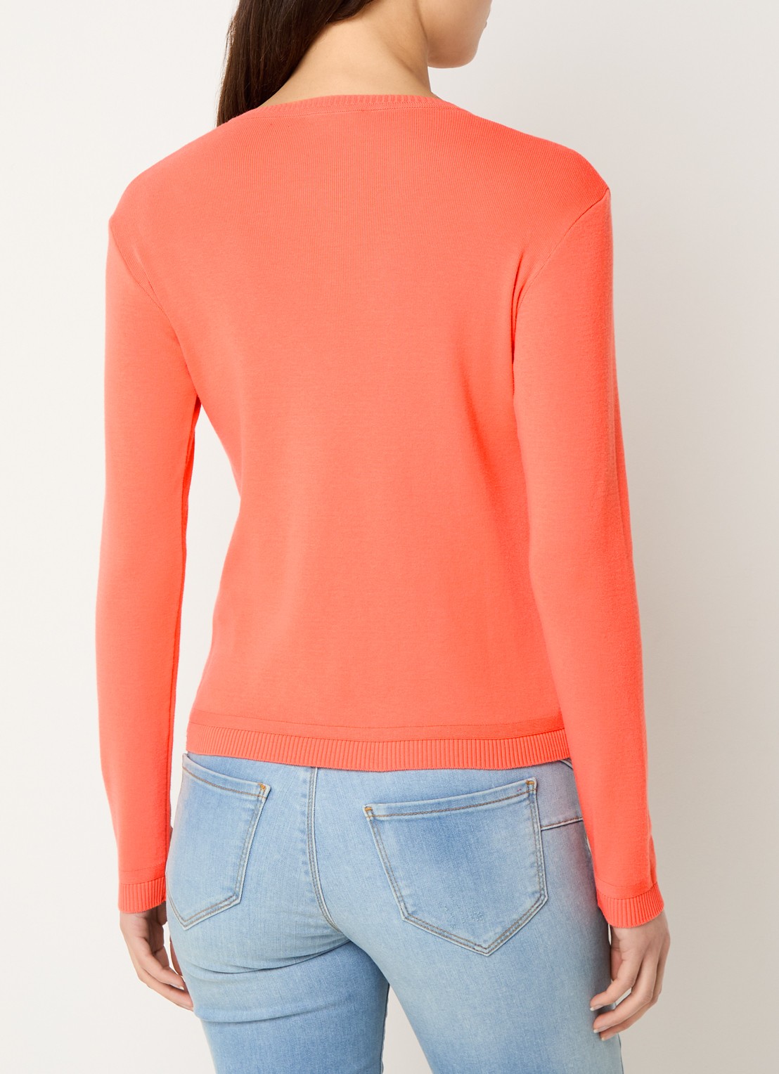 Benetton Fijngebreid vest met ronde hals - achterkant orange