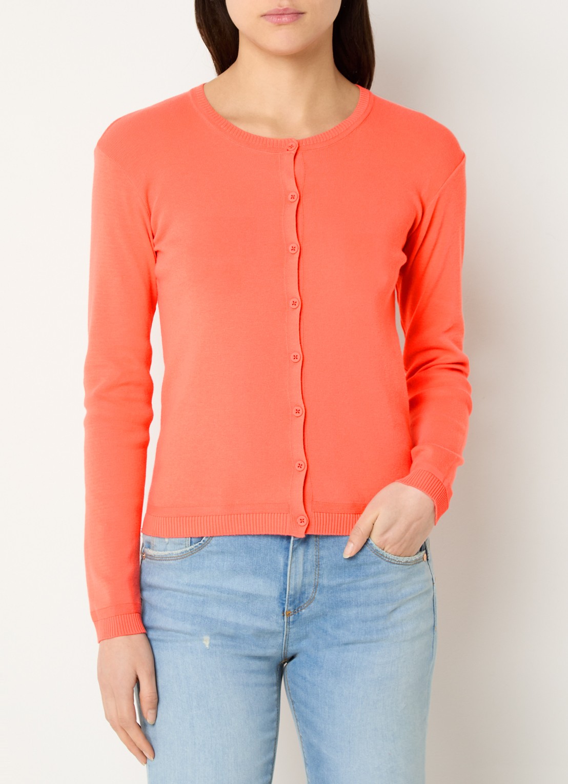 Benetton Fijngebreid vest met ronde hals - detail 4 orange