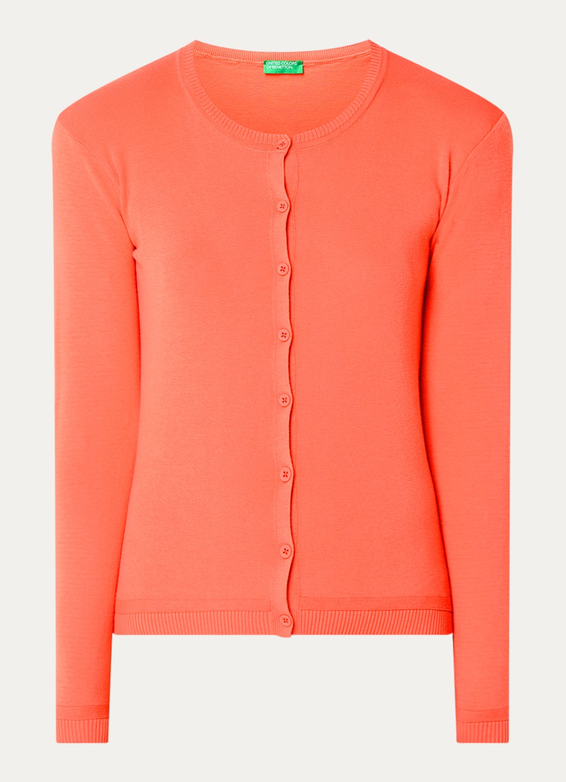 Benetton Fijngebreid vest met ronde hals - voorkant 2 orange