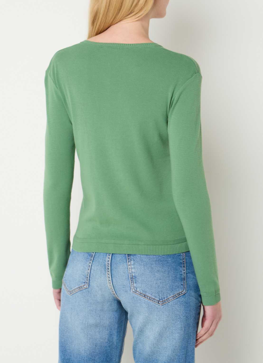 Benetton Fijngebreid vest met ronde hals - achterkant 4 olijfgroen