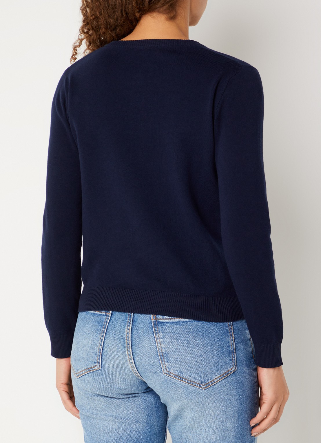 Benetton Fijngebreid vest met ronde hals - achterkant donkerblauw