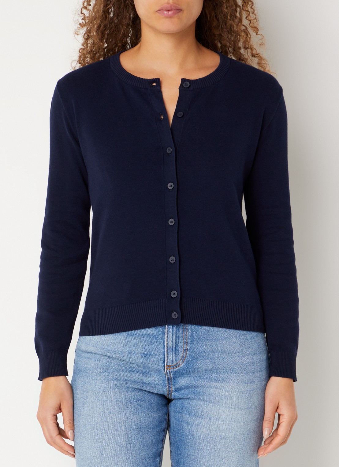 Benetton Fijngebreid vest met ronde hals - detail 2 donkerblauw