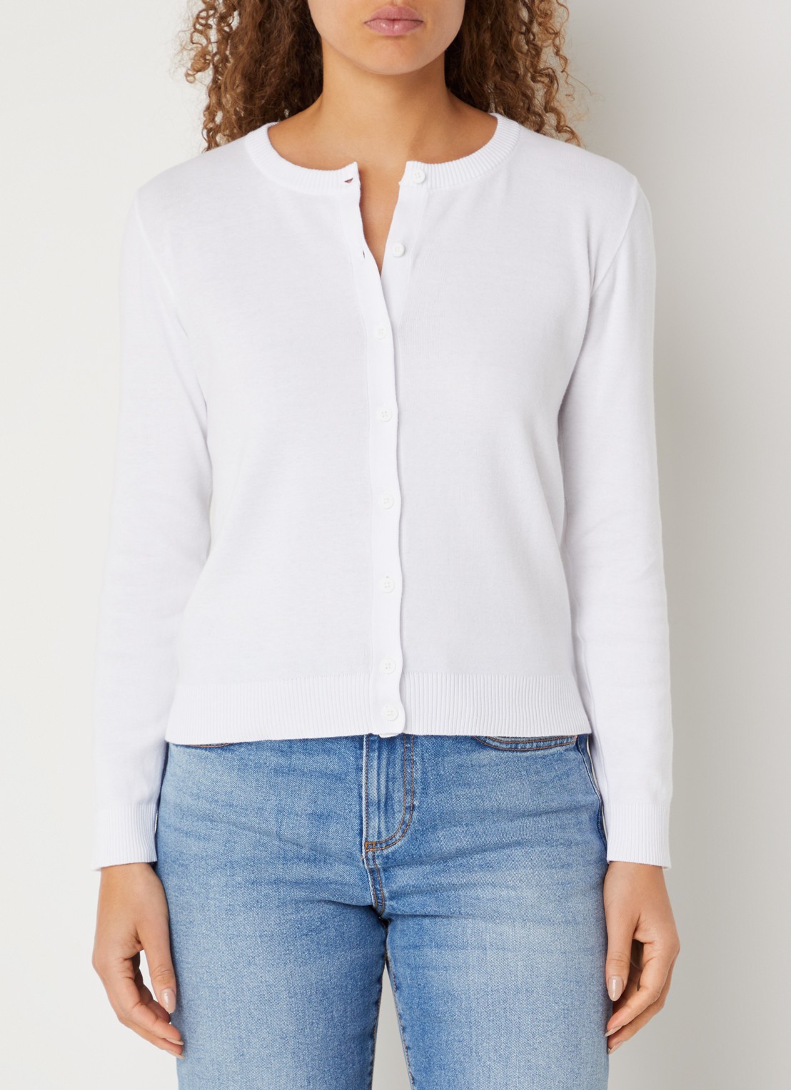 Benetton Fijngebreid vest met ronde hals - detail 4 wit