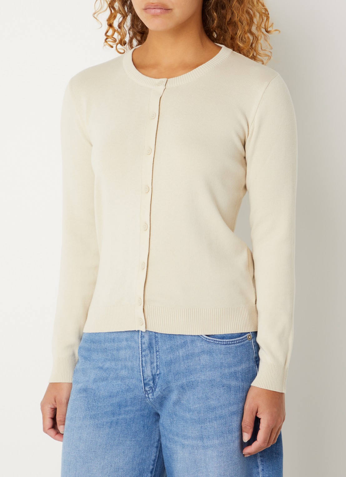 Benetton Fijngebreid vest met ronde hals - detail 4 zand