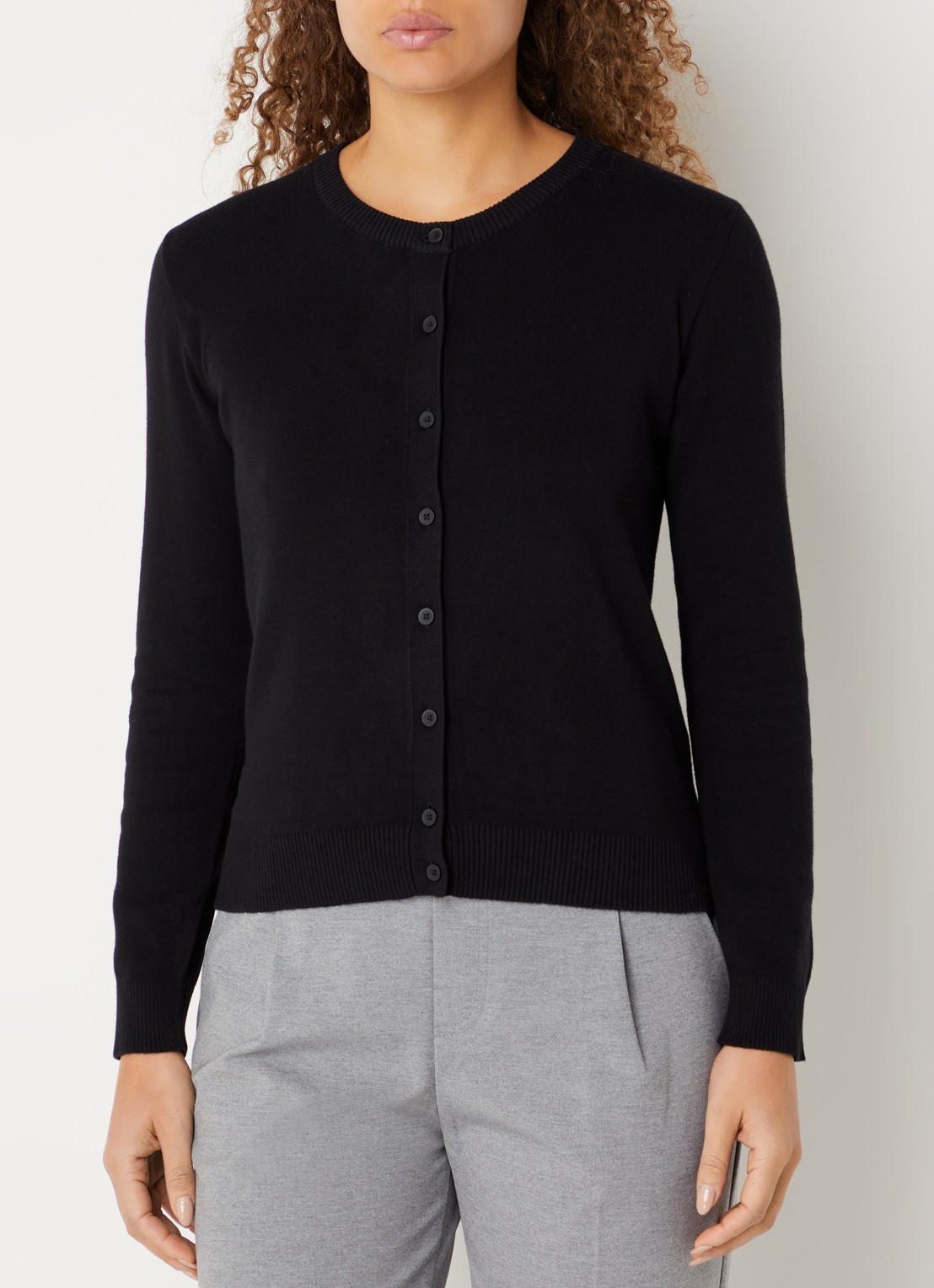 Benetton Fijngebreid vest met ronde hals - detail 4 zwart